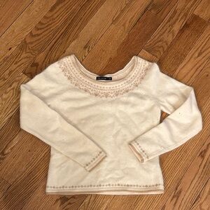 The Limited Cream Sweater with Embroidered Gold Accents